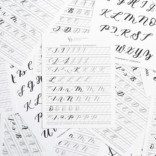 Worksheets: Uppercase Calligraphy