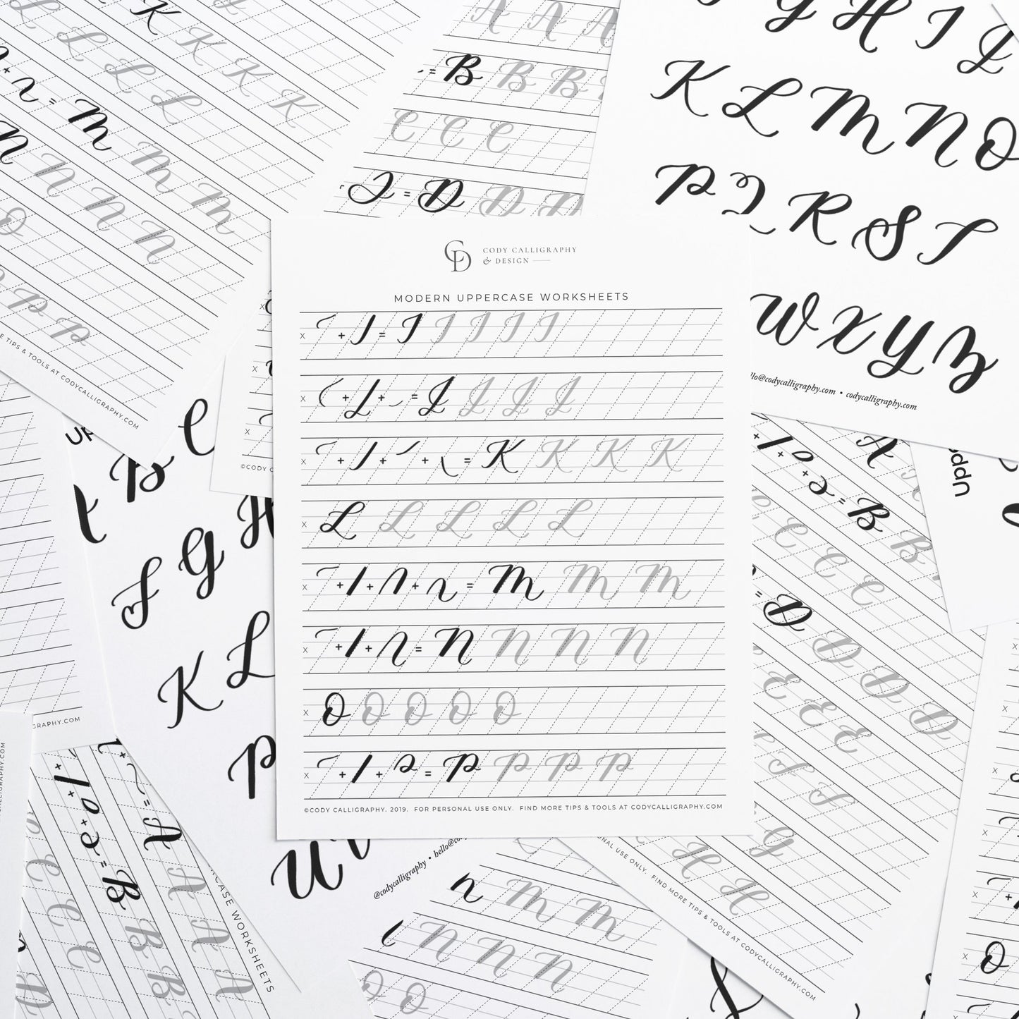 Worksheets: Uppercase Calligraphy